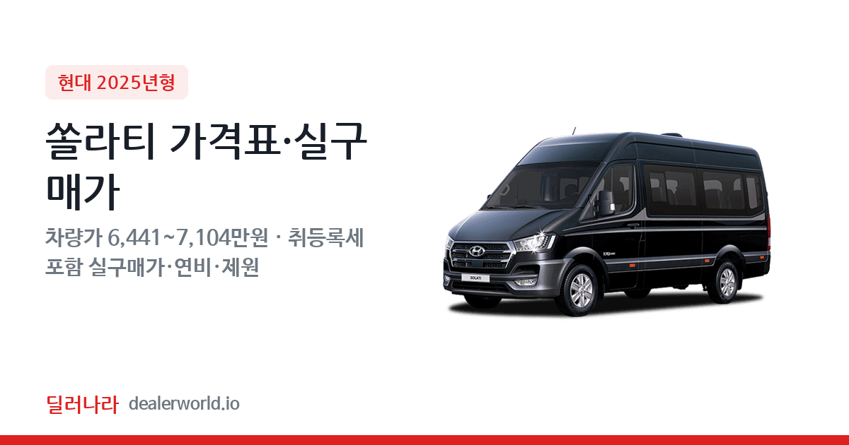 "실구매가 7,062만원부터" 2025 쏠라티 가격표 실구매가 제원표 연비표 총정리