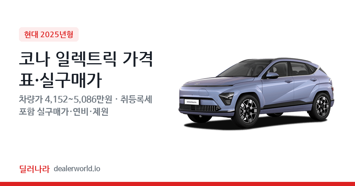"실구매가 4,613만원부터" 2025 코나 일렉트릭 가격표 실구매가 제원표 연비표 총정리