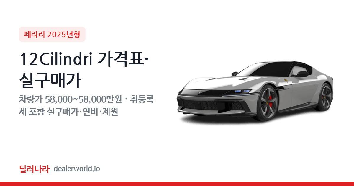 "실구매가 62,280만원부터" 2025 12Cilindri 가격표 실구매가 제원표 연비표 총정리