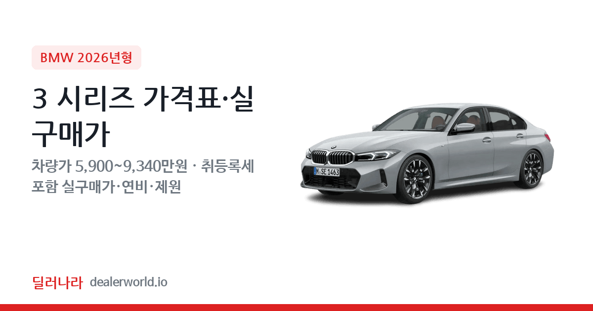 "실구매가 6,483만원부터" 2026 3 시리즈 가격표 실구매가 제원표 연비표 총정리