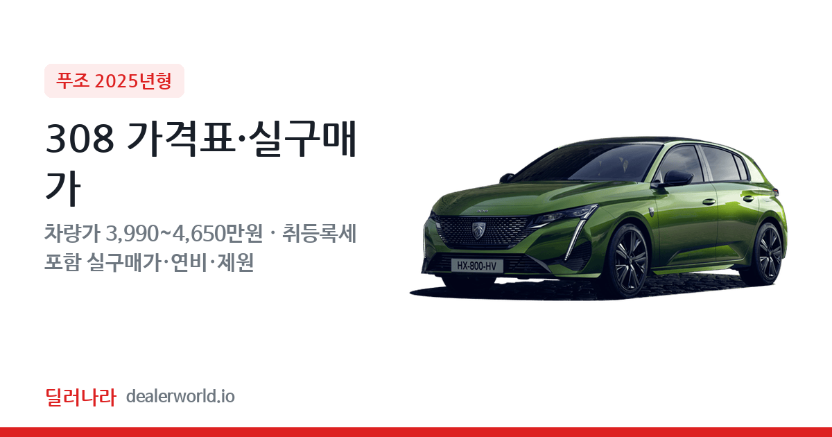 "실구매가 4,439만원부터" 2025 308 가격표 실구매가 제원표 연비표 총정리