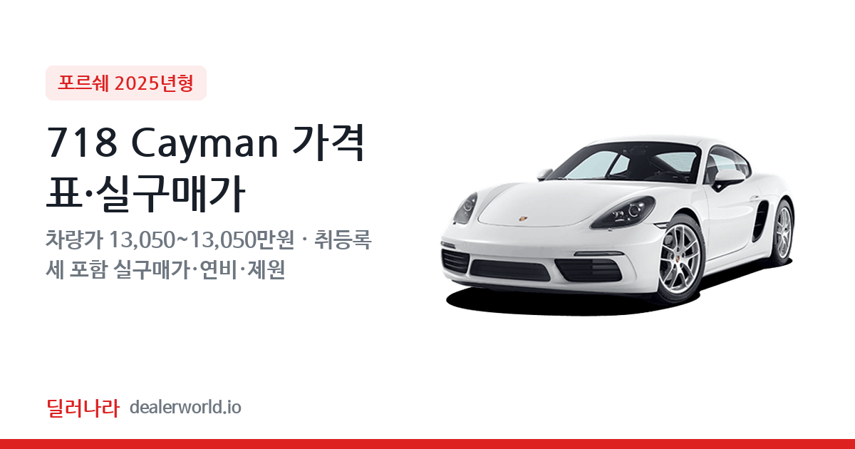 "실구매가 14,134만원부터" 2025 718 Cayman 가격표 실구매가 제원표 연비표 총정리