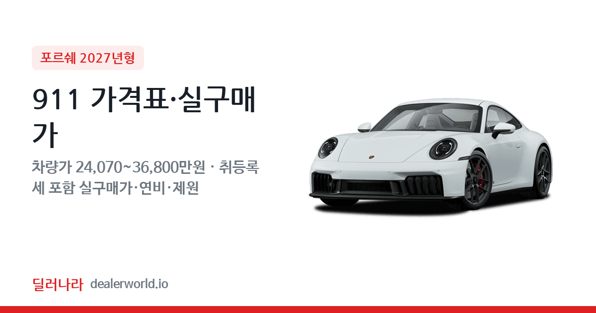 "실구매가 25,975만원부터" 2027 911 가격표 실구매가 제원표 연비표 총정리