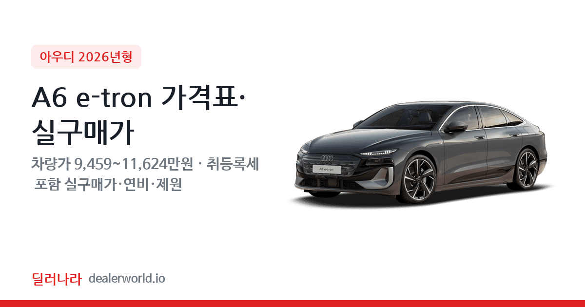 "실구매가 10,291만원부터" 2026 A6 e-tron 가격표 실구매가 제원표 연비표 총정리