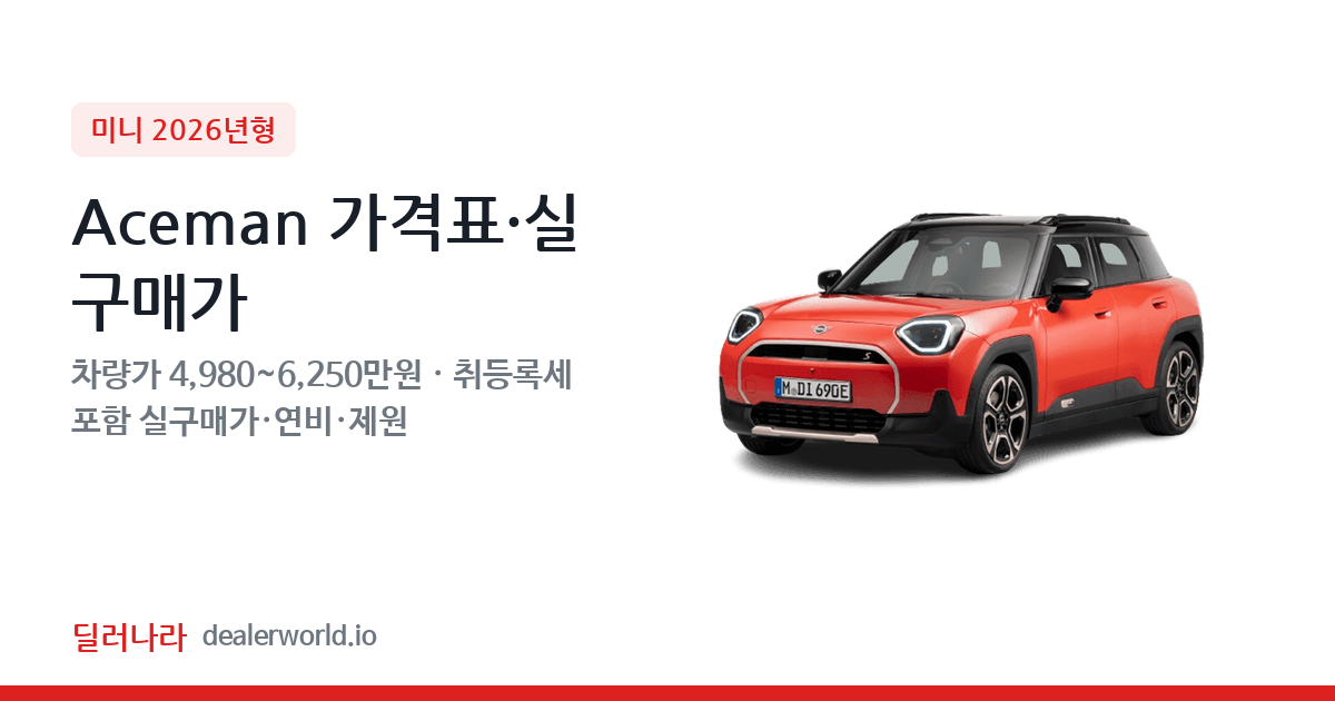 "실구매가 5,499만원부터" 2026 Aceman 가격표 실구매가 제원표 연비표 총정리