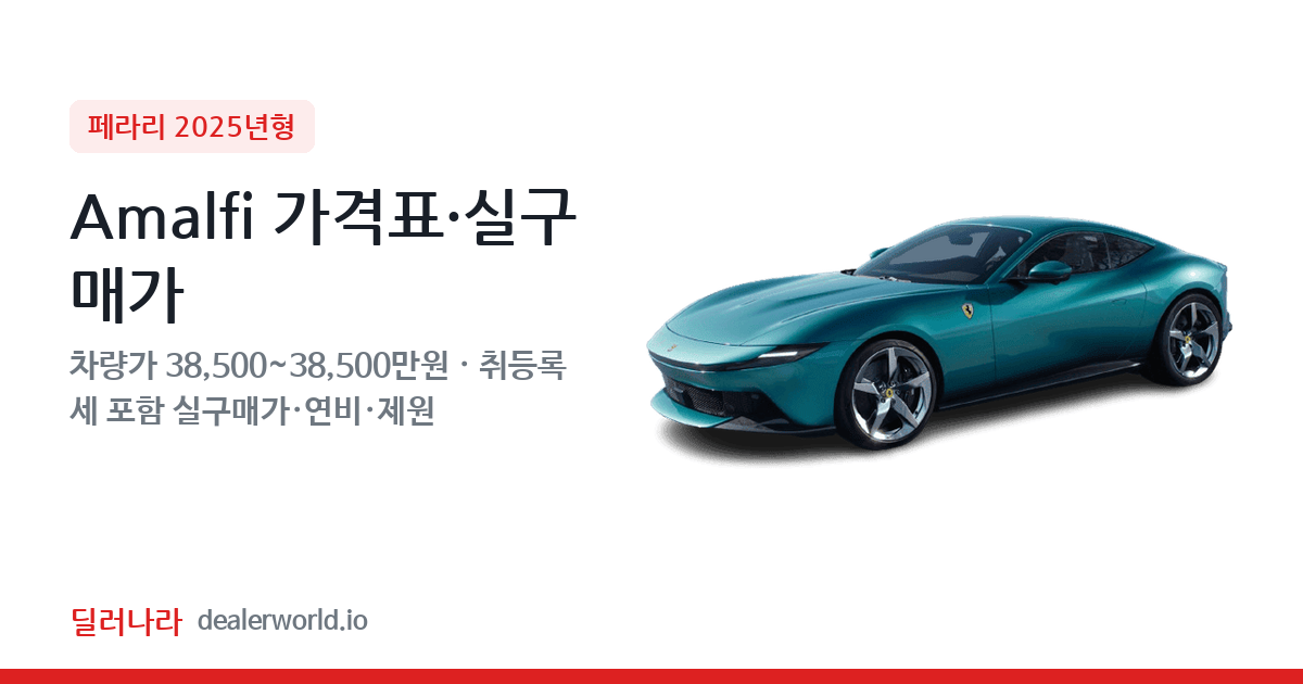 "실구매가 41,415만원부터" 2025 Amalfi 가격표 실구매가 제원표 연비표 총정리