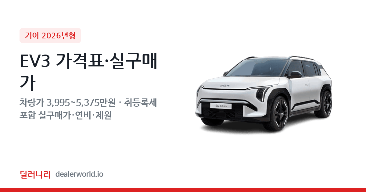 "실구매가 4,445만원부터" 2026 EV3 가격표 실구매가 제원표 연비표 총정리