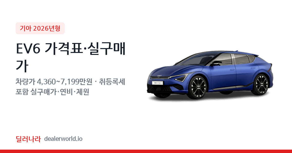 "실구매가 4,835만원부터" 2026 EV6 가격표 실구매가 제원표 연비표 총정리