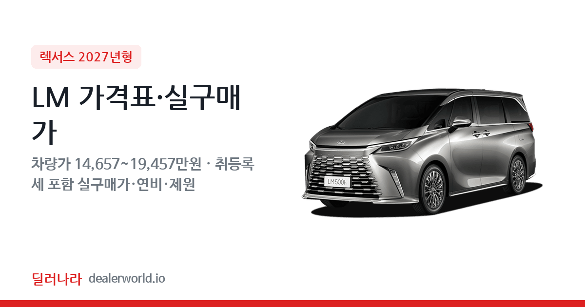 "실구매가 15,853만원부터" 2027 LM 가격표 실구매가 제원표 연비표 총정리