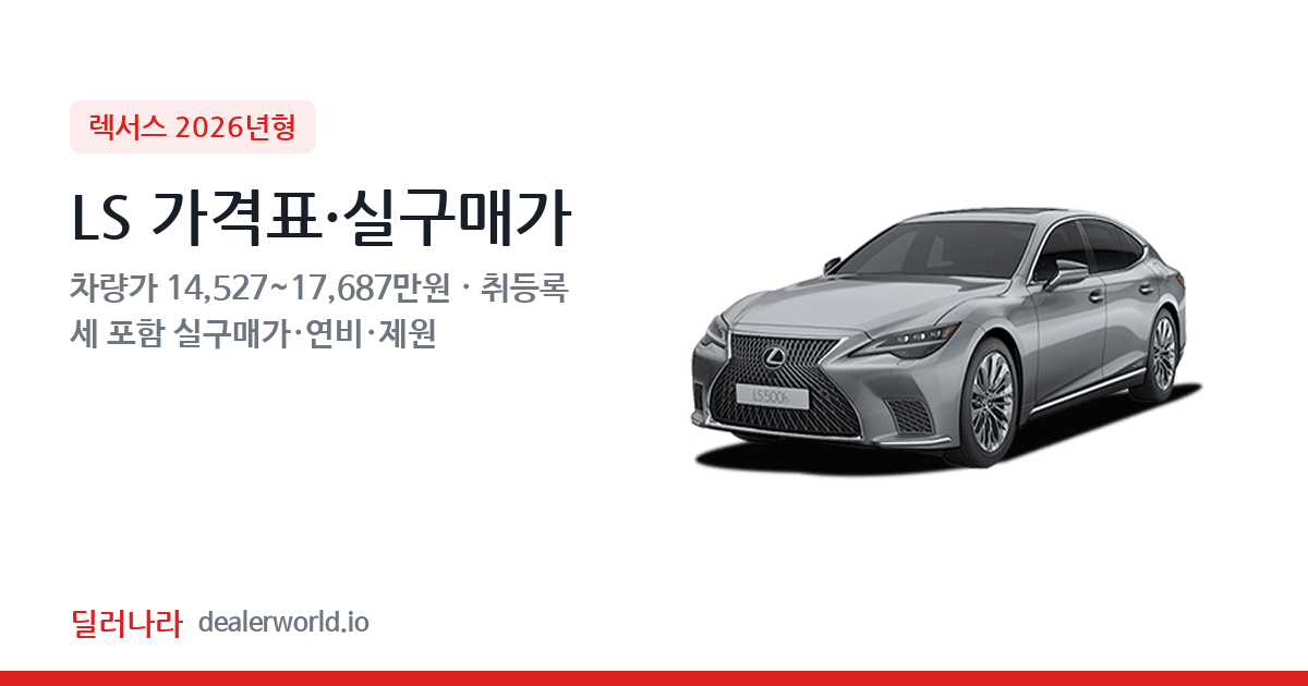 "실구매가 15,714만원부터" 2026 LS 가격표 실구매가 제원표 연비표 총정리