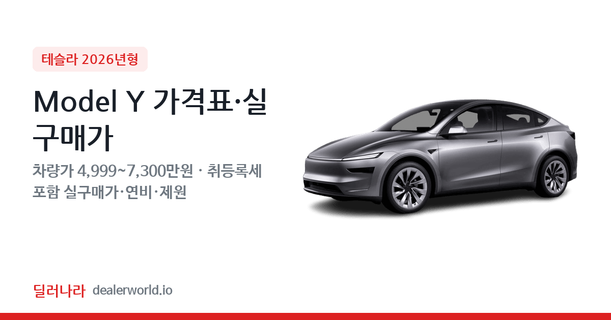 "실구매가 5,519만원부터" 2026 Model Y 가격표 실구매가 제원표 연비표 총정리