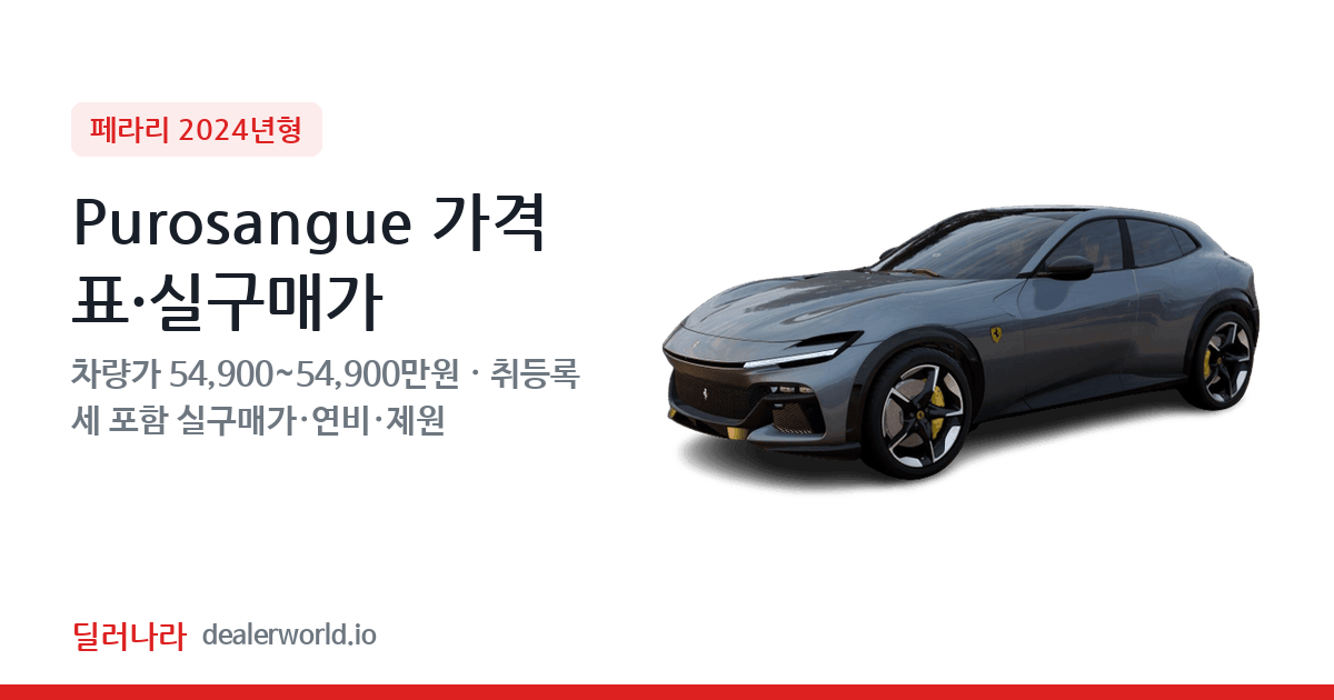 "실구매가 58,963만원부터" 2024 Purosangue 가격표 실구매가 제원표 연비표 총정리
