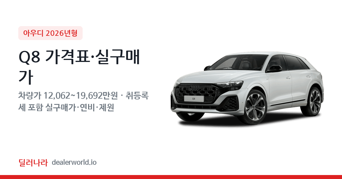 "실구매가 13,076만원부터" 2026 Q8 가격표 실구매가 제원표 연비표 총정리