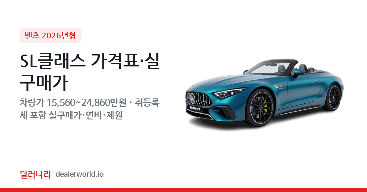 "실구매가 16,819만원부터" 2026 SL클래스 가격표 실구매가 제원표 연비표 총정리