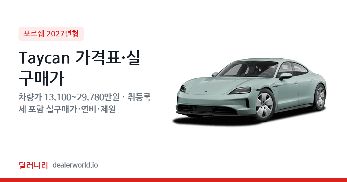 "실구매가 14,187만원부터" 2027 Taycan 가격표 실구매가 제원표 연비표 총정리