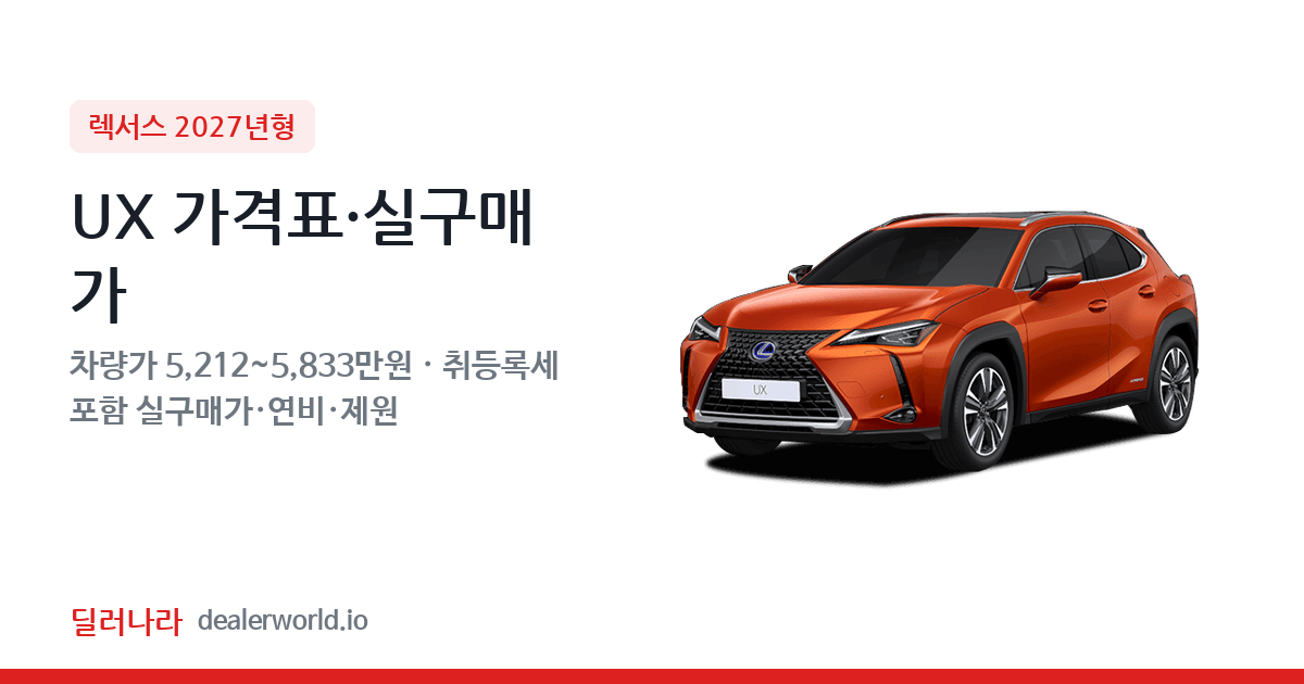 "실구매가 5,747만원부터" 2027 UX 가격표 실구매가 제원표 연비표 총정리