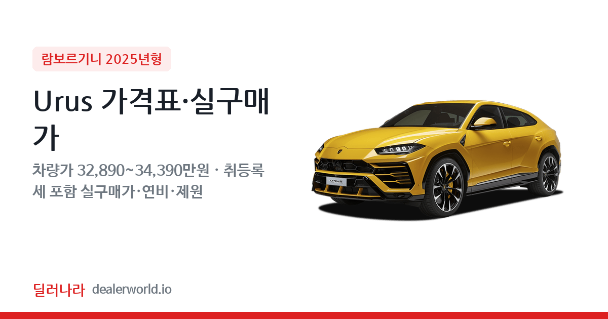 "실구매가 35,412만원부터" 2025 Urus 가격표 실구매가 제원표 연비표 총정리