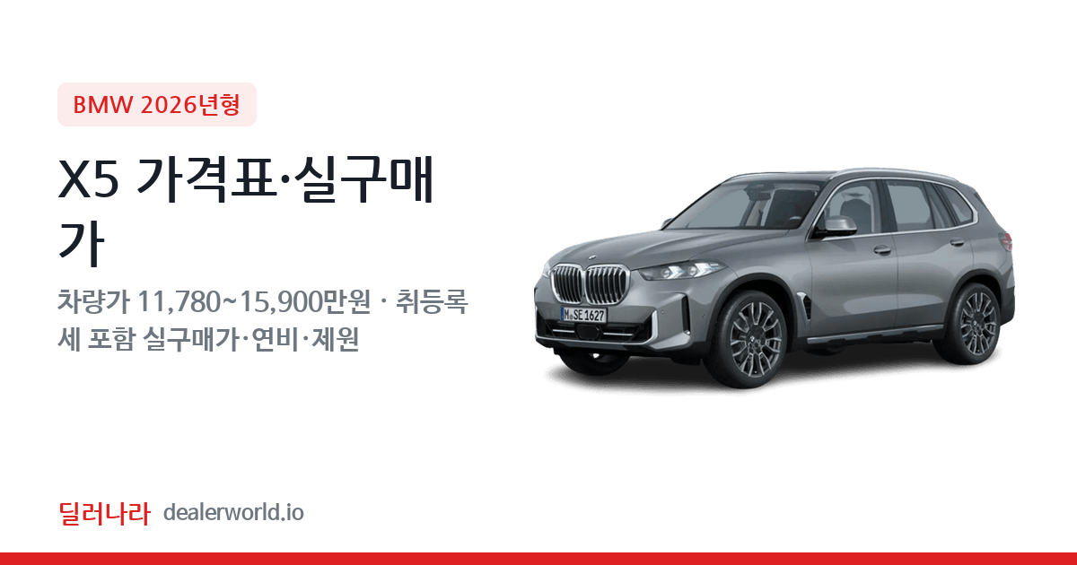 "실구매가 12,775만원부터" 2026 X5 가격표 실구매가 제원표 연비표 총정리