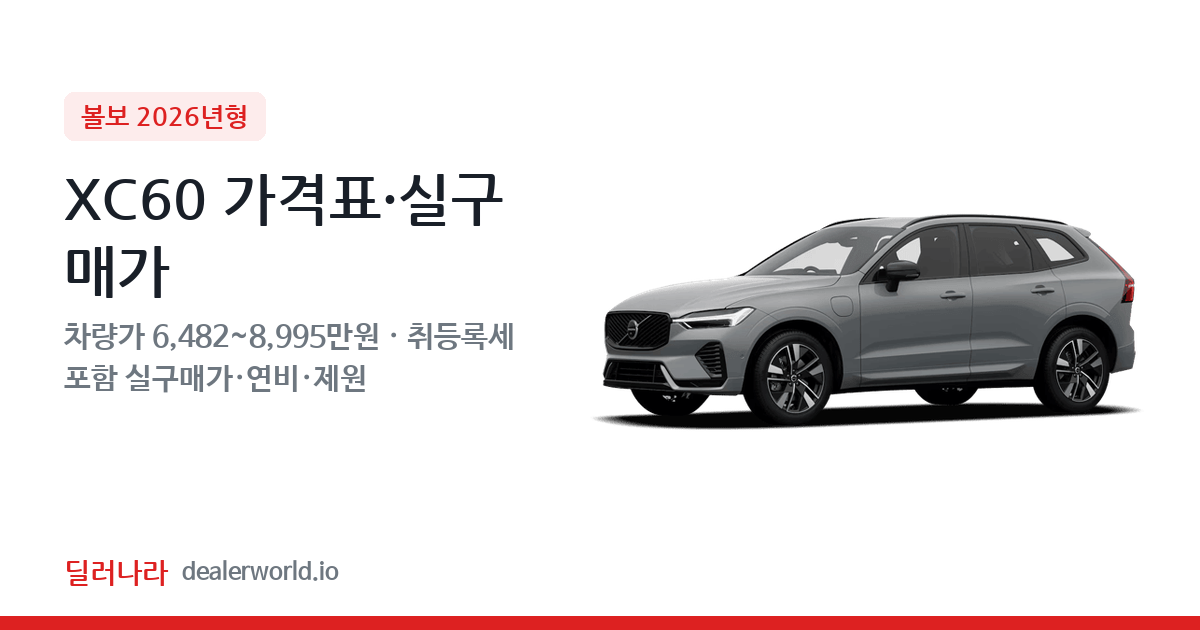 "실구매가 7,106만원부터" 2026 XC60 가격표 실구매가 제원표 연비표 총정리
