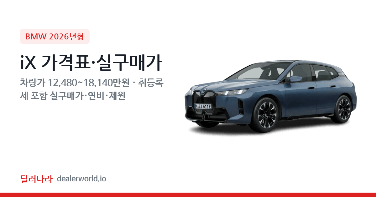 "실구매가 13,524만원부터" 2026 iX 가격표 실구매가 제원표 연비표 총정리