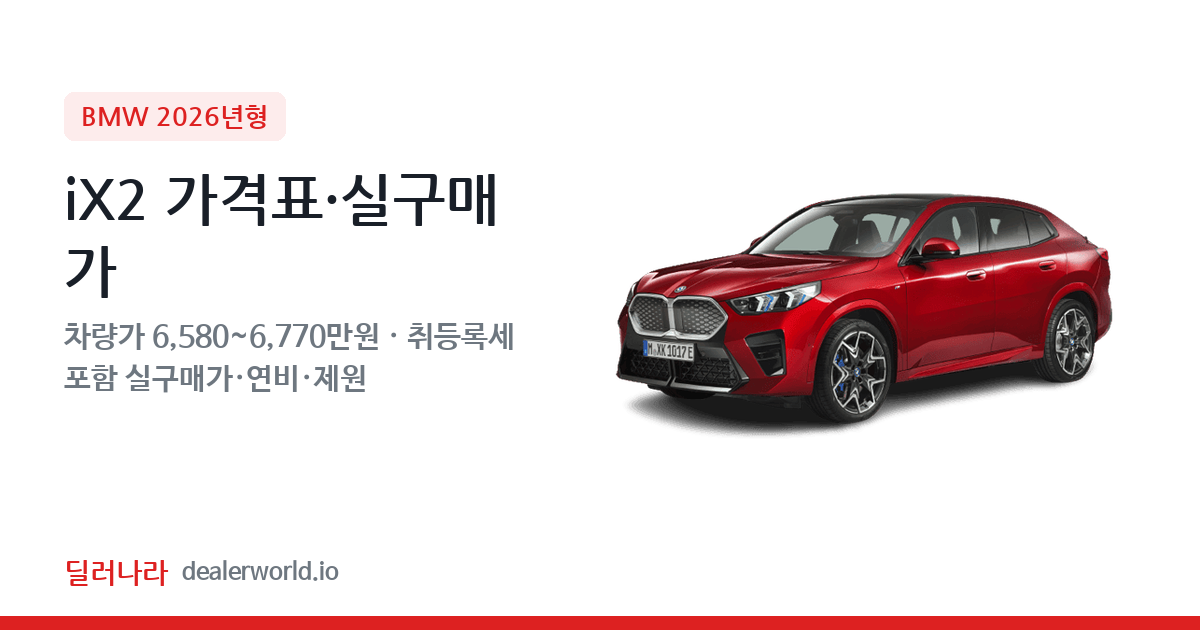 "실구매가 7,211만원부터" 2026 iX2 가격표 실구매가 제원표 연비표 총정리