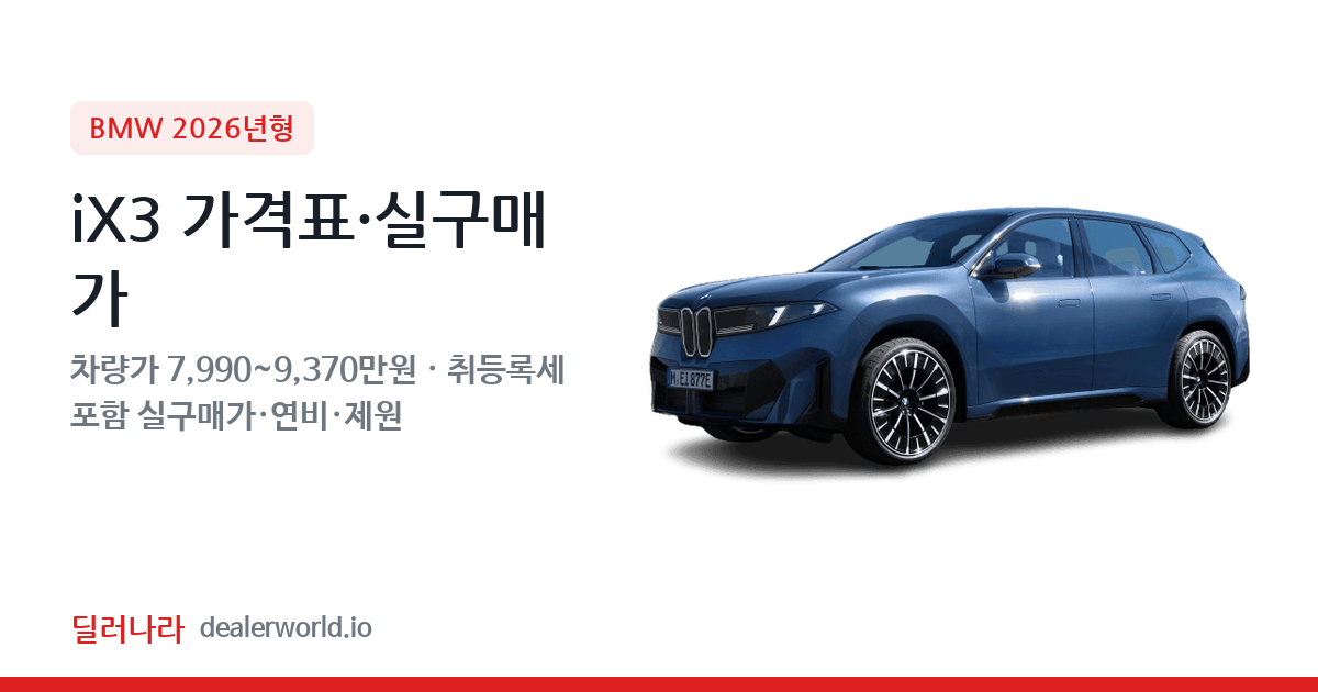 "실구매가 8,719만원부터" 2026 iX3 가격표 실구매가 제원표 연비표 총정리