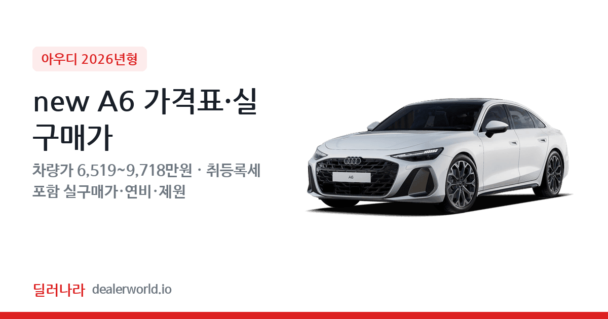 "실구매가 7,145만원부터" 2026 new A6 가격표 실구매가 제원표 연비표 총정리