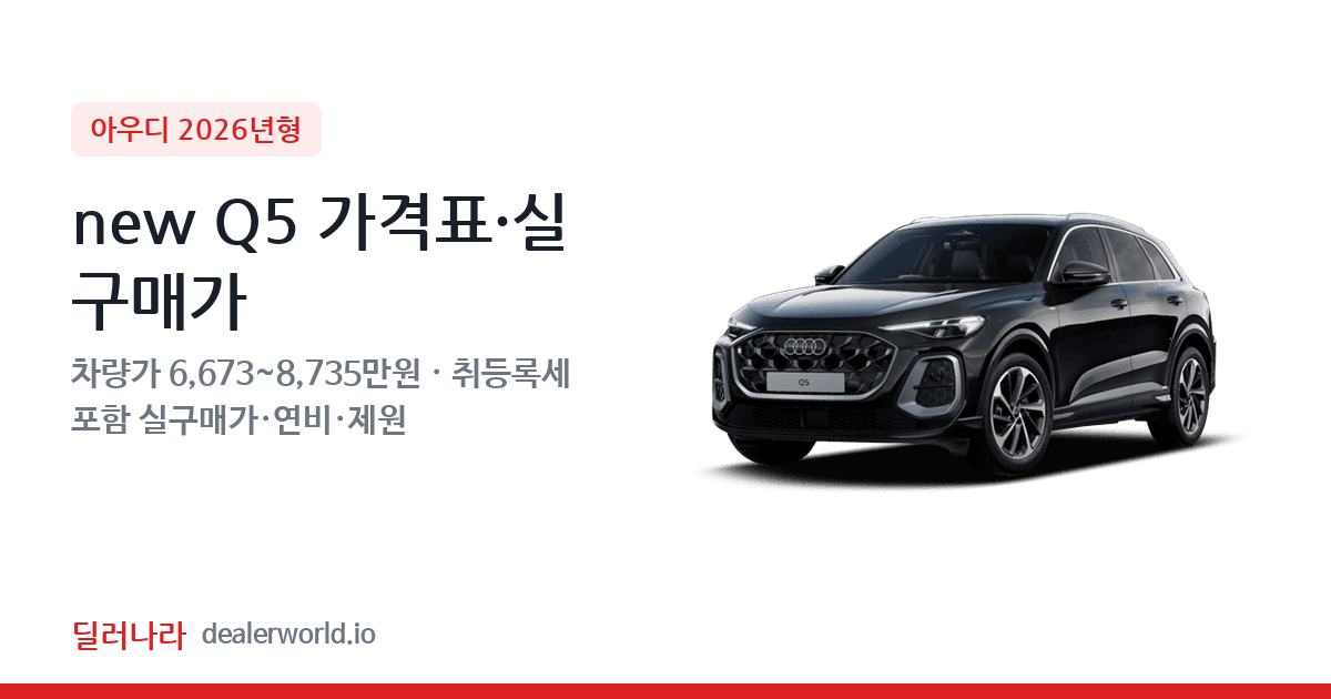 "실구매가 7,310만원부터" 2026 new Q5 가격표 실구매가 제원표 연비표 총정리