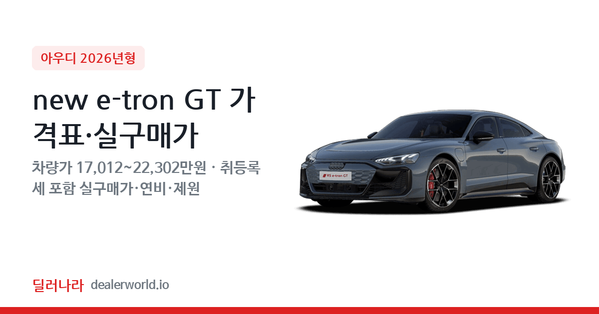 "실구매가 18,373만원부터" 2026 new e-tron GT 가격표 실구매가 제원표 연비표 총정리